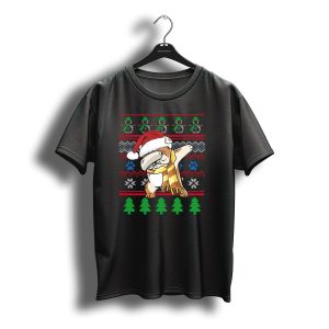 Bulldog Dabbing Uglystyle Santa Hat Christmas Trees Snowmen T-Shirt