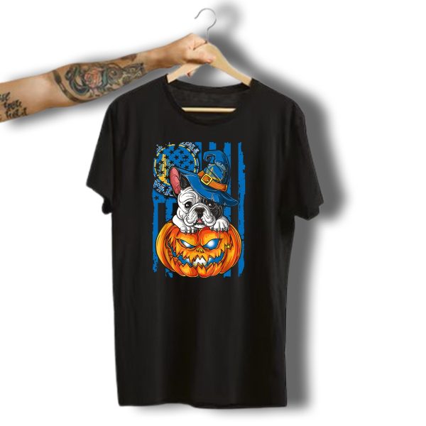 Bulldog Witch Hat Pumpkin Halloween Golden State Warriors T Shirt t shirt 1