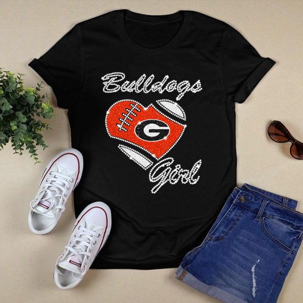 Bulldogs Girl Georgia Bulldogs Heart Football T Shirt 1