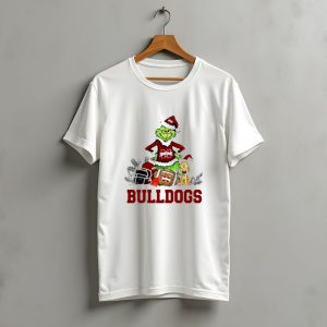 Bulldogs Grinch Max Dog Christmas Football Santa Hat T-Shirt