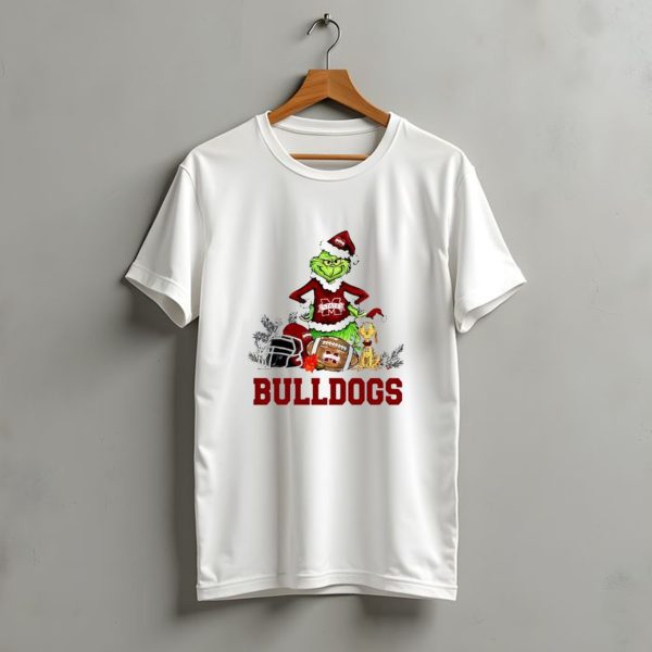 Bulldogs Grinch Max Dog Christmas Football Santa Hat T Shirt t shirt 1 1