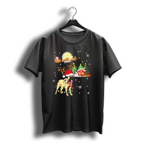 Bullmastiff In Christmas Wonderland With Santa Reindeer And Festive Trees T-Shirt