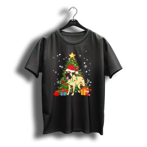 Bullmastiff Santa Christmas With Pine Tree And Gifts T-Shirt
