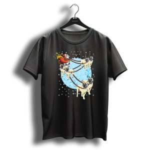Bullmastiff Santas Sleigh Christmas Dog Moon Snowflakes T-Shirt