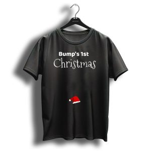 Bumps 1St Christmas Fun Pregnancy Reveal New Mom Holiday Santa Hat T Shirt