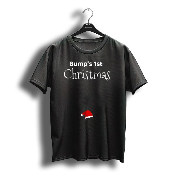 Bumps 1St Christmas Fun Pregnancy Reveal New Mom Holiday Santa Hat T Shirt t shirt 1