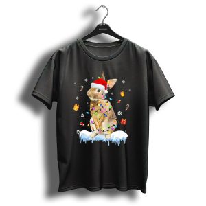 Bunny Rabbit With Santa Hat Wrapped In Christmas Lights And Gifts T Shirt