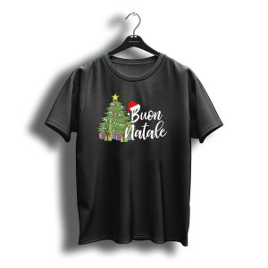 Buon Natale Italian Christmas Tree Santa Hat Tanti Auguri Regalo T-Shirt