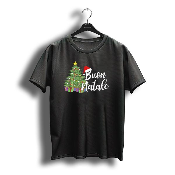 Buon Natale Italian Christmas Tree Santa Hat Tanti Auguri Regalo T Shirt t shirt 1
