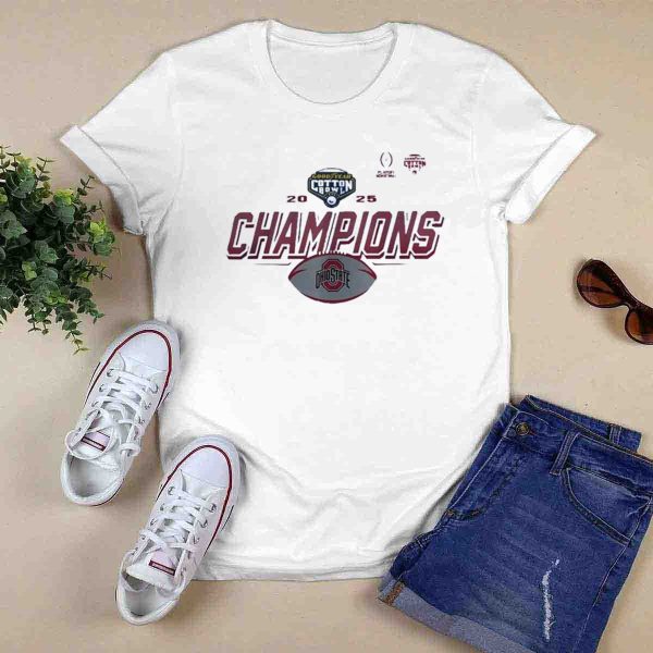 CFP Goodyear Cotton Bowl 2025 Champions Ohio State Buckeyes T Shirt Style 1 0