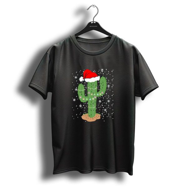 Cactus Christmas Santa Hat Snowflakes T Shirt 1 t shirt 1
