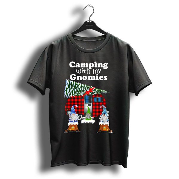 Camping With My Gnomies Christmas Lovers Plaid Camper Gnome Scene T Shirt 1 t shirt 1