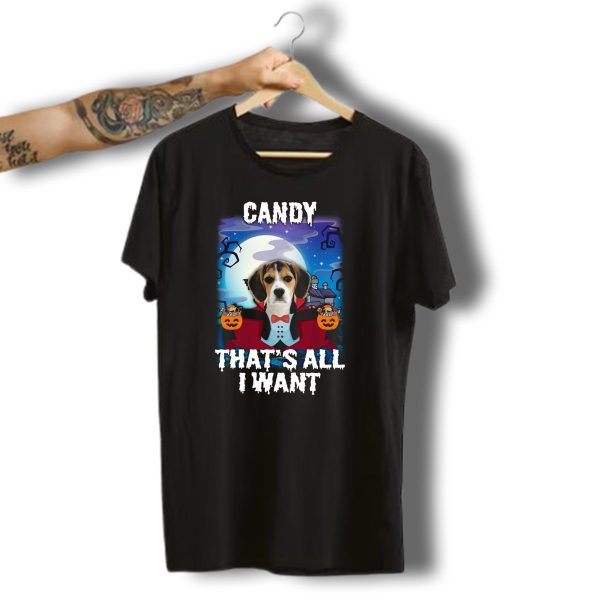 Candy Beagle Halloween Moonlit Mansion With Pumpkins T Shirt t shirt 1