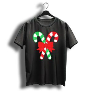 Candy Canes Christmas Holiday Red Bow Iconic Symbols T-Shirt