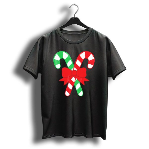 Candy Canes Christmas Holiday Red Bow Iconic Symbols T Shirt 1 t shirt 1