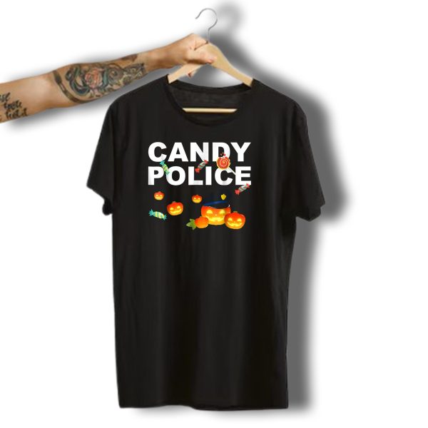 Candy Police Halloween Pumpkins And Candy Officer Hat T Shirt t shirt 1