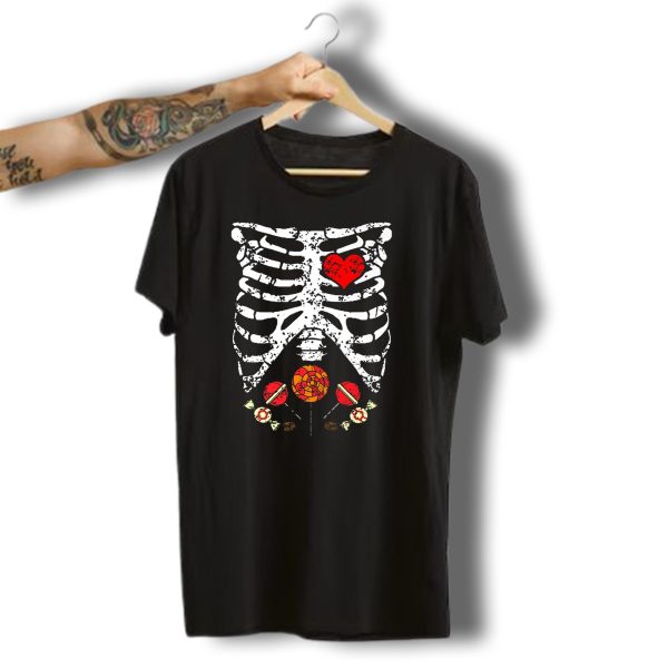 Candy Skeleton Heart And Bones Halloween Funny Kids Dad78 T Shirt t shirt 1