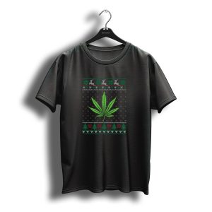 Cannabis Christmas Santa Claus Xmas 420 Weed Leaf Ugly Sweater Reindeer T-Shirt