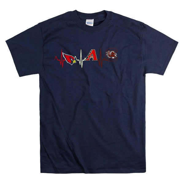 Cardinals Diamondbacks Gamecocks Heartbeat Love T Shirt 1 Navy