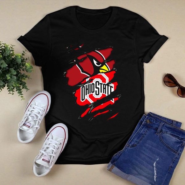 Cardinals Ohio State Buckeyes Torn T Shirt Black 1