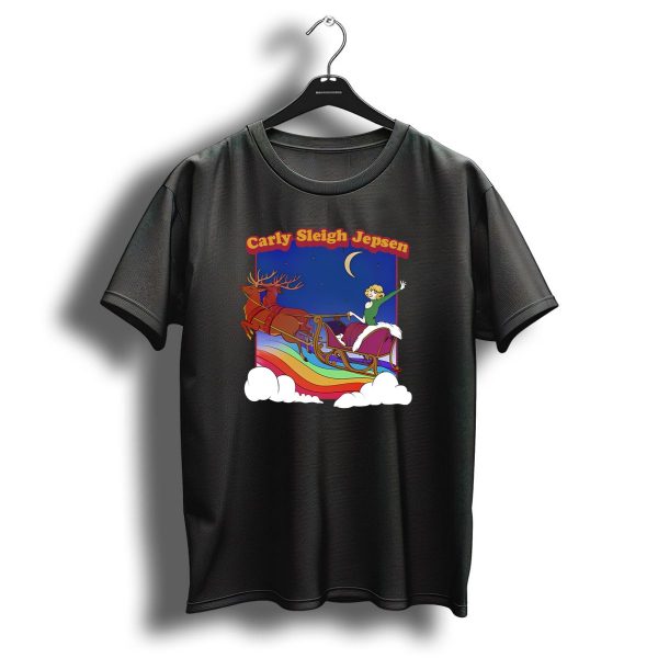 Carly Sleigh Jepsen Christmas Youth Sleigh Ride With Reindeer Retro Rainbow Sky T Shirt 1 t shirt 1