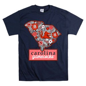 Carolina Gamecocks Floral South Carolina State Outline T-Shirt