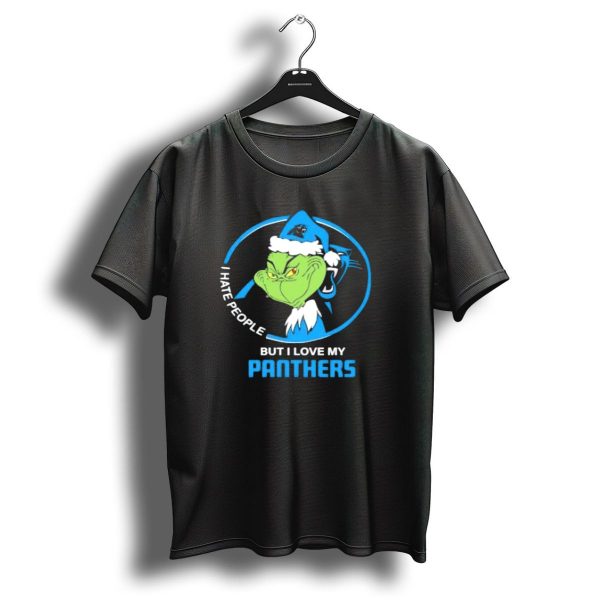 Carolina Panthers Christmas Grinch I Hate People But Love My Panthers T Shirt 1 t shirt 1