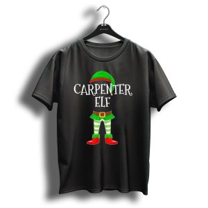 Carpenter Elf Christmas Elf Outfit With Green Hat And Red Shoes T-Shirt