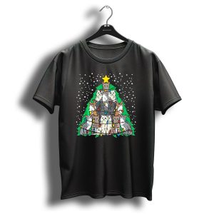 Cat Christmas Tree Fun Kittens With Lights And Star T Shirt