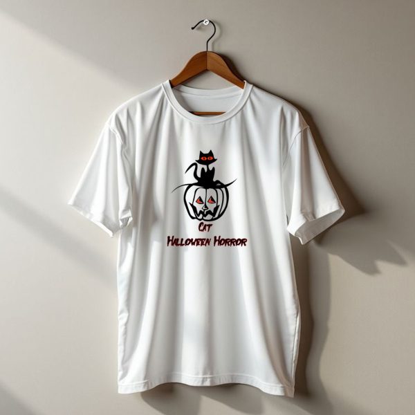 Cat Halloween Horror Pumpkin And Black Cat T Shirt t shirt 1