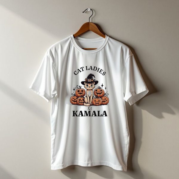Cat Ladies For Kamala Halloween Cat Witch Pumpkins Presidential Election T Shirt t shirt 1
