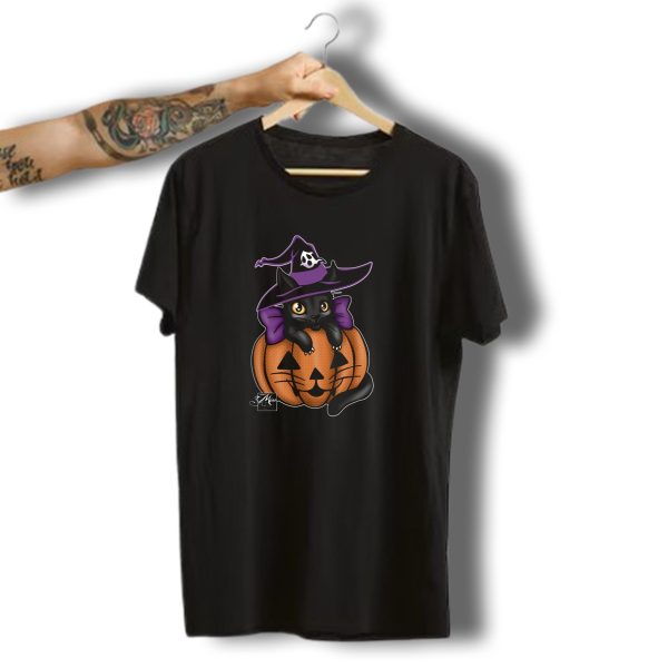 Cat Luna Kitten Kitty Halloween Pumpkin Witch Hat T Shirt t shirt 1