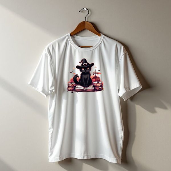 Cat Magic Halloween Witch Hat Pumpkins And Spellbook T Shirt t shirt 1