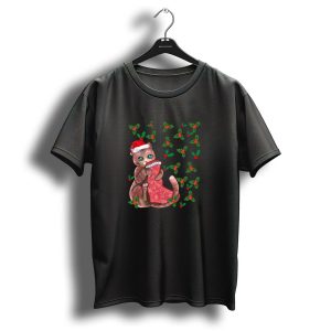 Cat Mistletoe Christmas Stocking Festive Holiday Kitty T Shirt