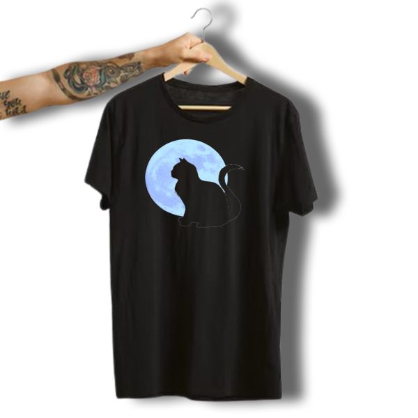 Cat Moon Blue Gothic Halloween Animals Cat Moon T Shirt t shirt 1
