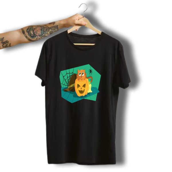 Cat Pumpkin Halloween Spider Kids Cartoon Comic Lantern Hat Candle T Shirt t shirt 1