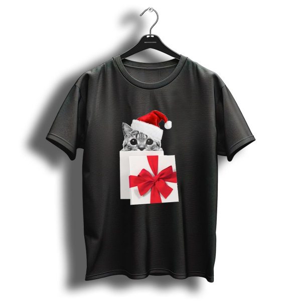 Cat Santa Hat Christmas Gift Box T Shirt 1 t shirt 1