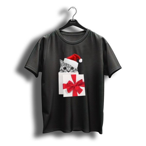 Cat Santa Hat Christmas Gift Box T Shirt t shirt 1