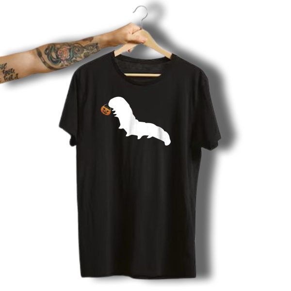 Caterpillar Silhouette Holding Pumpkin Funny Halloween T Shirt t shirt 1