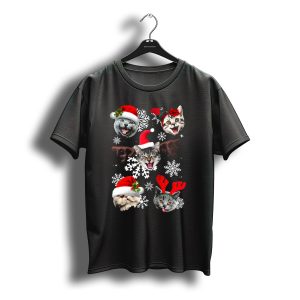 Catflakes Snowflakes Christmas Cats Santa Hats Antlers T-Shirt