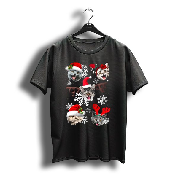 Catflakes Snowflakes Christmas Cats Santa Hats Antlers T Shirt t shirt 1