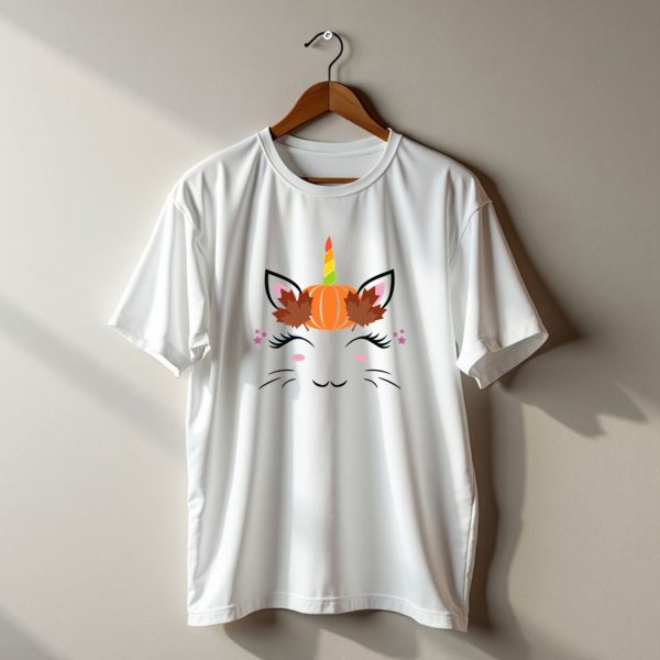 Caticorn Pumpkin Halloween Cat Unicorn Lover Fall Leaves T Shirt t shirt 1