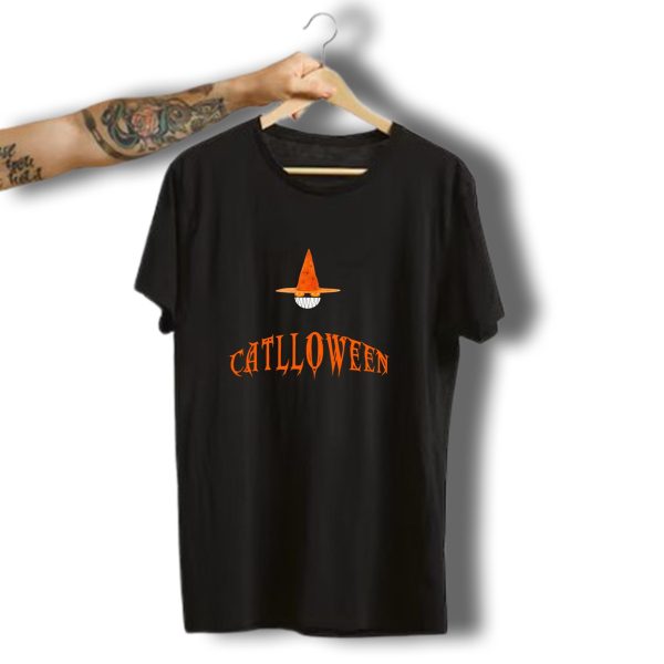 Catlloween Funny Cat Pumpkin Eyes Halloween T Shirt t shirt 1