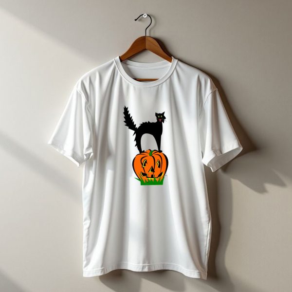 Cats Funny Black Cat And Pumpkin Halloween Kitty T Shirt t shirt 1