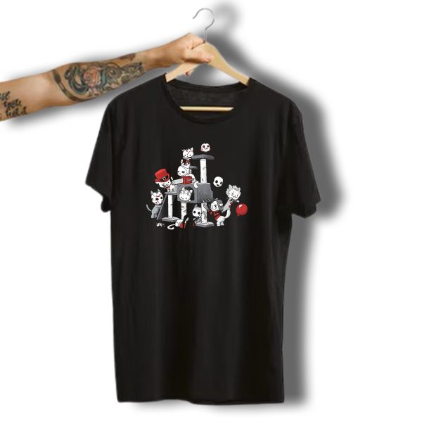 Cats Horror Kitties Creepy Playful Feline Characters Halloween Scary Red Balloon T Shirt t shirt 1