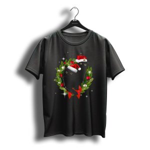 Cats In Santa Hats With Christmas Wreath T-Shirt