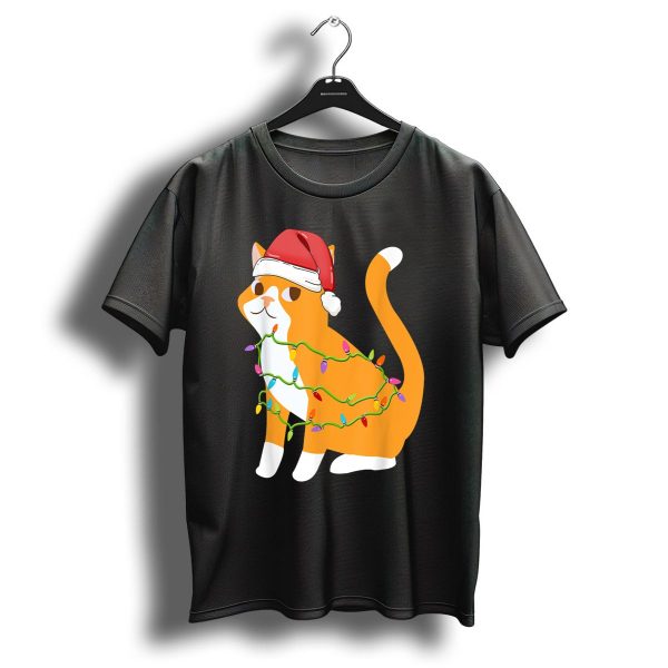 Cats Tree Christmas Xmas Pet Santa Hat Lights T Shirt 1 t shirt 1