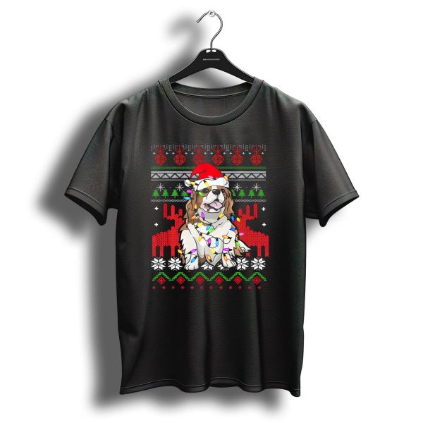 Cavalier King Charles Spaniel Christmas Ugly Sweater Lights Santa Hat T Shirt 1 t shirt 1