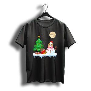Cavalier King Charles Spaniel Snowman Christmas Tree Santa Sleigh Moon T-Shirt