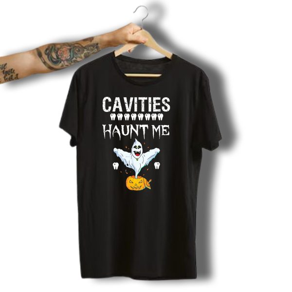 Cavities Haunt Me Halloween Ghost Teeth Pumpkin T Shirt t shirt 1 1
